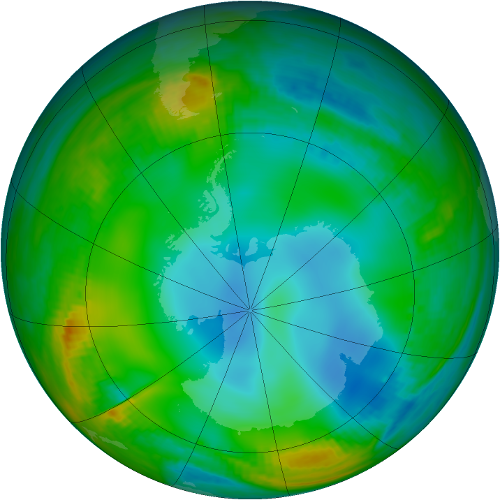 Antarctic ozone map for 28 June 1989